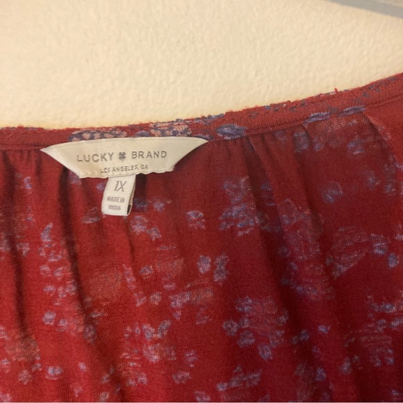 Lucky Brand Red Blouse with Bell Sleeves - Picture 4 of 10